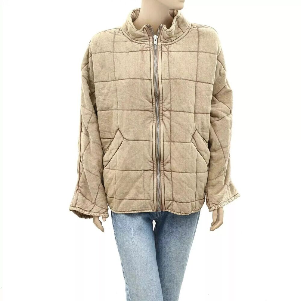 Free People Dolman Quilted Knit Jacket Top Oversized Zip-up Slouchy XS 284480